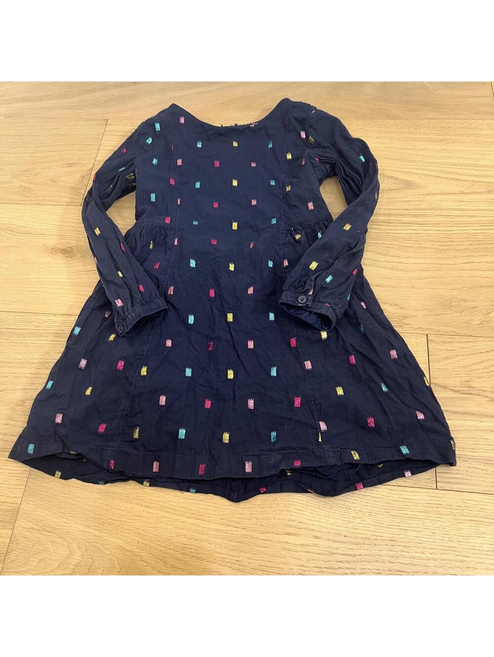 Gap Kids Navy Confetti Dress Youth Small (SP) Long Sleeve